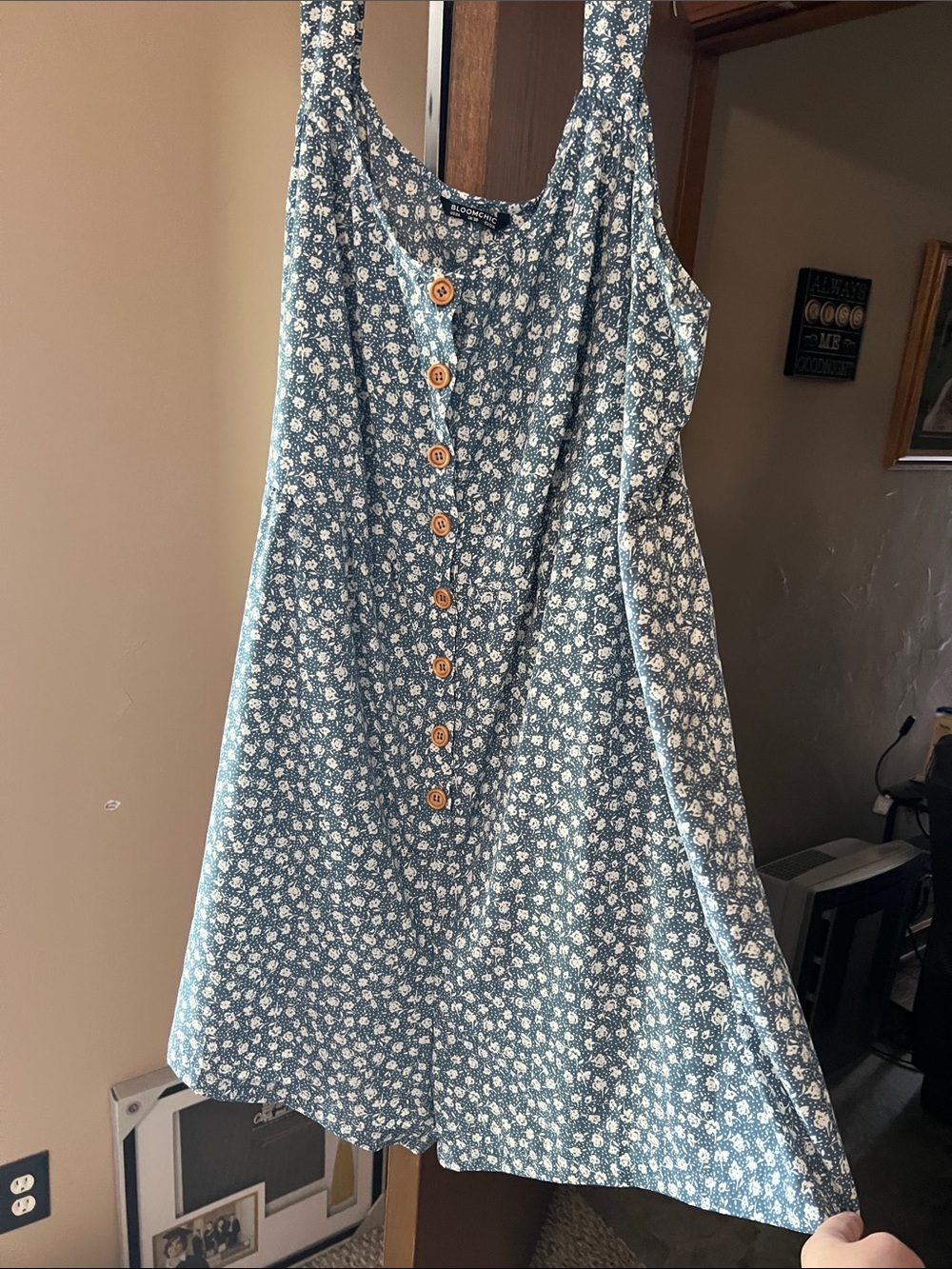 Blue Floral Button-Front Romper